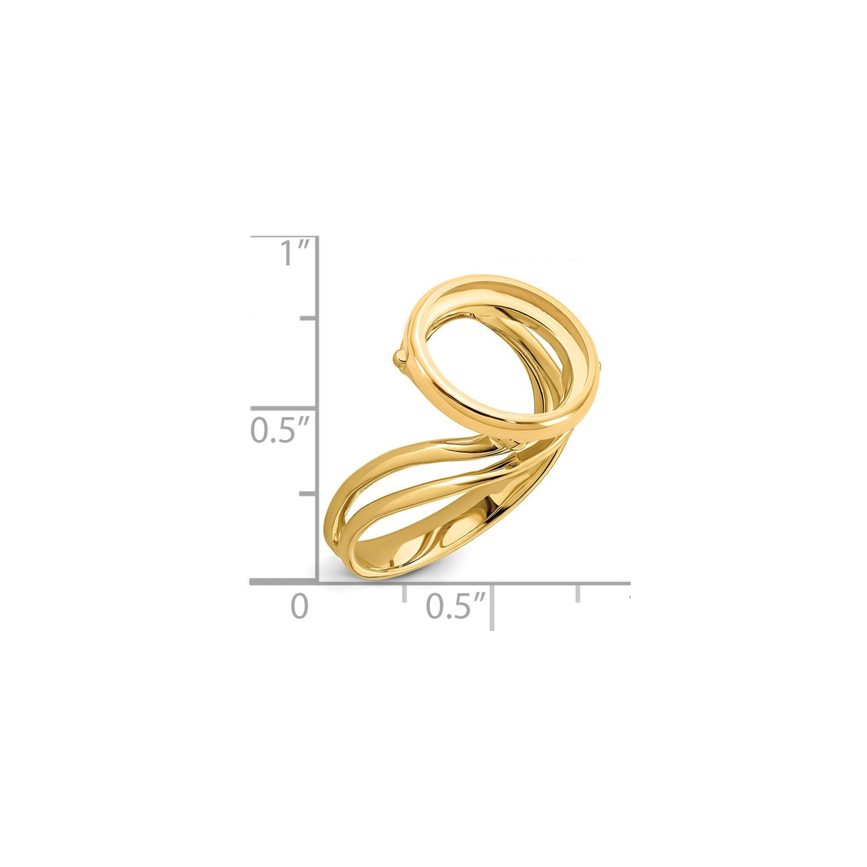 14 mm 14k Yellow Gold coin bezel for 14 mm Coin — size reference (ruler)