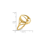 14 mm 14k Yellow Gold coin bezel for 14 mm Coin — size reference (ruler)