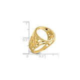 14 mm 14k Yellow Gold coin bezel for 14 mm Coin — size reference (ruler)