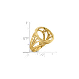 14 mm 14k Yellow Gold coin bezel for 14 mm Coin — size reference (ruler)