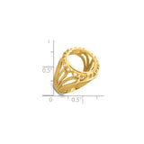 14 mm 14k Yellow Gold coin bezel for 14 mm Coin — size reference (ruler)