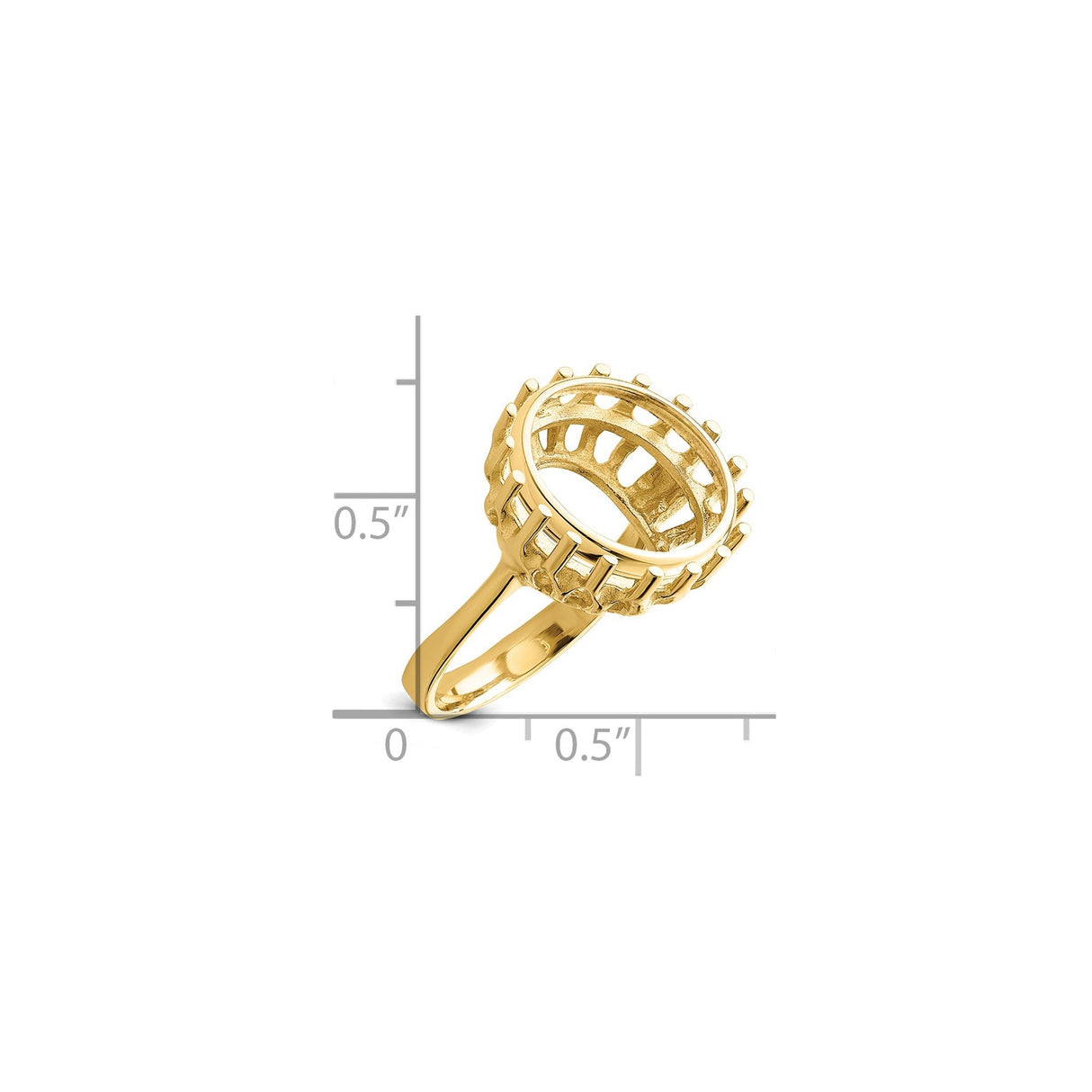 14 mm 14k Yellow Gold coin bezel for 14 mm Coin — size reference (ruler)