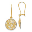 14k Two Tone Gold Dangle Earrings with Openwork Swirl Filigree Round Disc Design