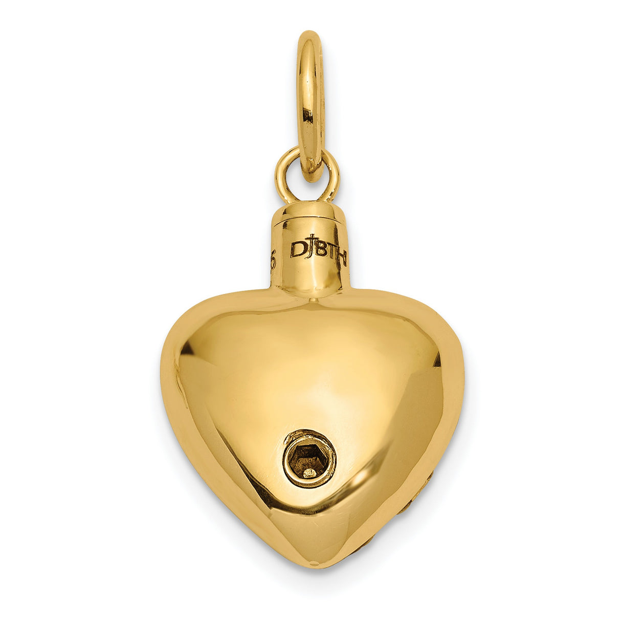 Heart Remembrance Ash Holder Charm Pendant in Real 14k Yellow Gold