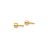 14k Yellow Gold Ball Stud Earrings, Polished Round Design, Classic Minimalist Style for Women and Unisex Wear