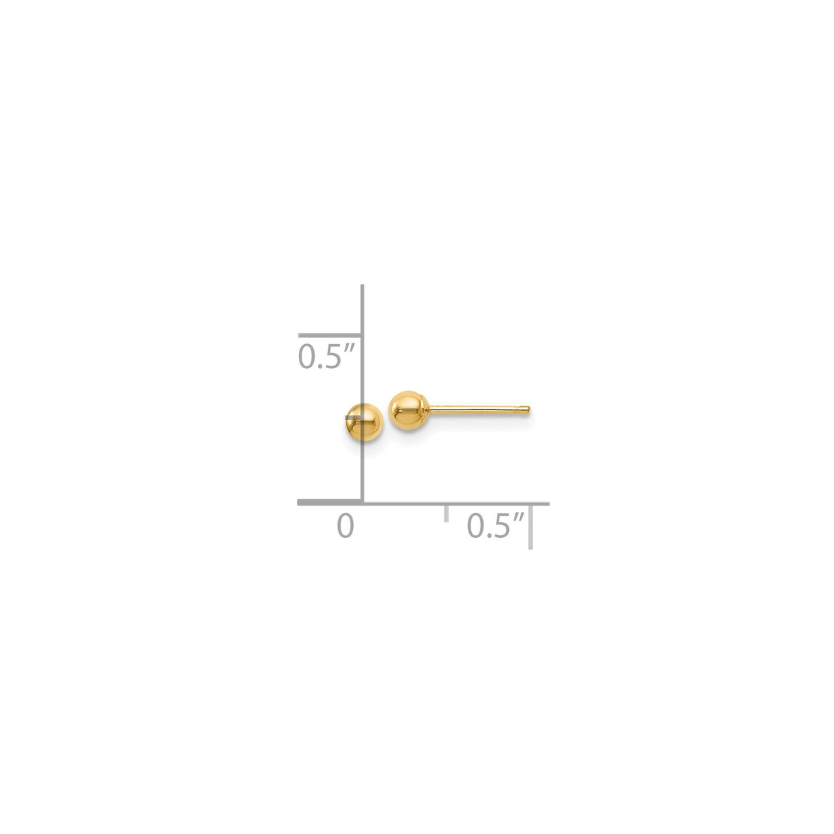 14k Yellow Gold Ball Stud Earrings, Polished Round Design, Classic Minimalist Style for Women and Unisex Wear