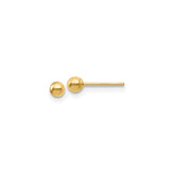 14k Yellow Gold Ball Stud Earrings, Polished Round Design, Classic Minimalist Style for Women and Unisex Wear
