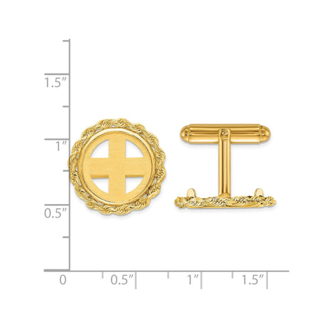 15 mm 14k Yellow Gold coin bezel for 15 mm Coin — size reference (ruler)