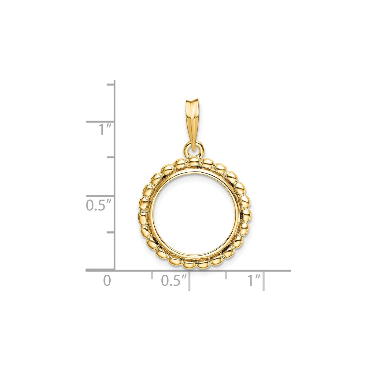 15 mm 14k Yellow Gold coin bezel for 15 mm Coin — size reference (ruler)