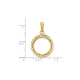 15 mm 14k Yellow Gold coin bezel for 15 mm Coin — size reference (ruler)