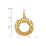 15 mm 14k Yellow Gold coin bezel for 15 mm Coin — size reference (ruler)