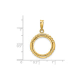 15 mm 14k Yellow Gold coin bezel for 15 mm Coin — size reference (ruler)