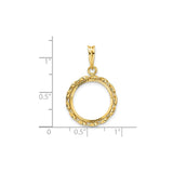 15 mm 14k Yellow Gold coin bezel for 15 mm Coin — size reference (ruler)