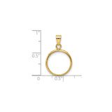 15 mm 10k Yellow Gold coin bezel for 15 mm Coin — size reference (ruler)