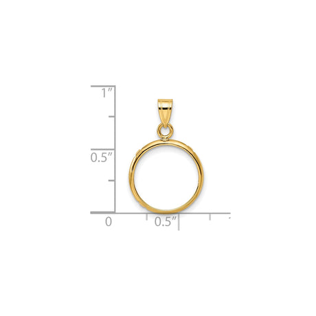 15 mm 10k Yellow Gold coin bezel for 15 mm Coin — size reference (ruler)