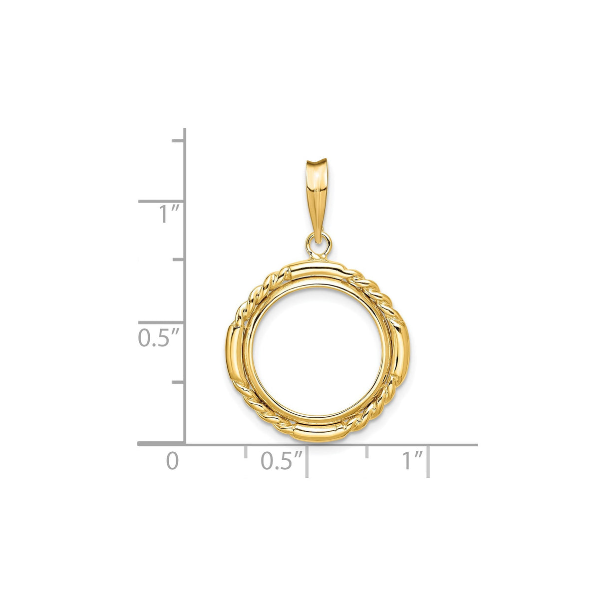 15 mm 14k Yellow Gold coin bezel for 15 mm Coin — size reference (ruler)