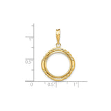 15 mm 14k Yellow Gold coin bezel for 15 mm Coin — size reference (ruler)