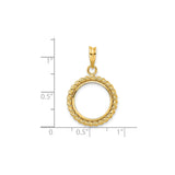 15 mm 14k Yellow Gold coin bezel for 15 mm Coin — size reference (ruler)