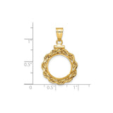 15 mm 14k Yellow Gold coin bezel for 15 mm Coin — size reference (ruler)
