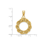 15 mm 14k Yellow Gold coin bezel for 15 mm Coin — size reference (ruler)