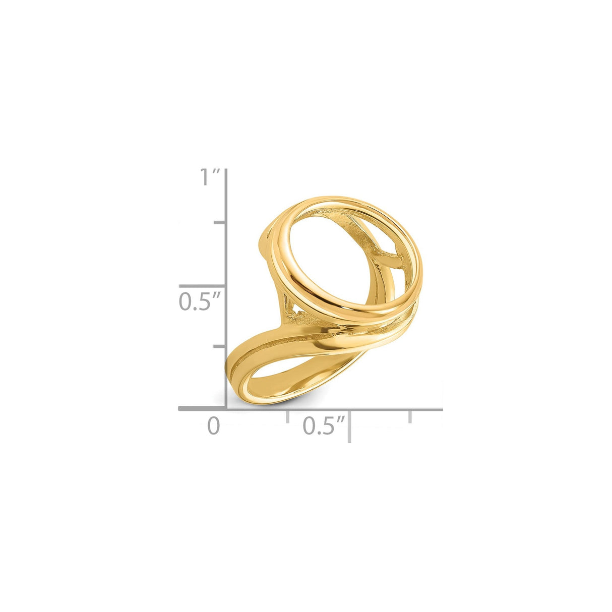 15 mm 14k Yellow Gold coin bezel for 15 mm Coin — size reference (ruler)