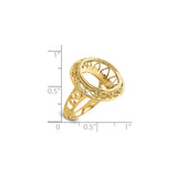 15 mm 14k Yellow Gold coin bezel for 15 mm Coin — size reference (ruler)