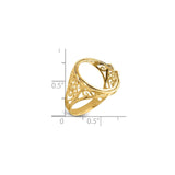 15 mm 14k Yellow Gold coin bezel for 15 mm Coin — size reference (ruler)