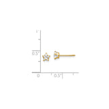 14k Yellow Gold Star Stud Earrings with Clear Gemstone Center, Celestial Design for Women