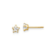 14k Yellow Gold Star Stud Earrings with Clear Gemstone Center, Celestial Design for Women