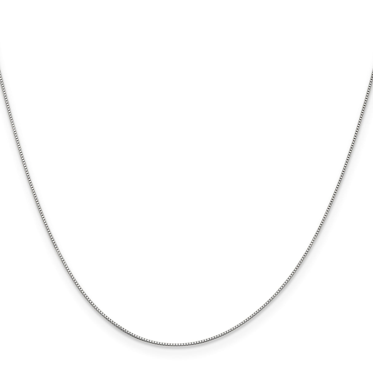 14K White Gold 0.5 mm Box Chain Necklace, Polished