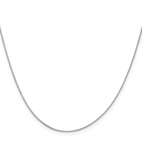 14K White Gold 0.5 mm Box Chain Necklace, Polished