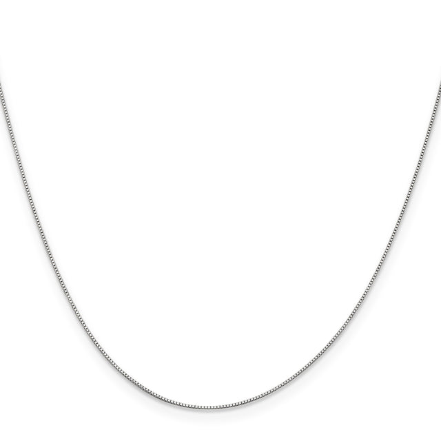 14K White Gold 0.5 mm Box Chain Necklace, Polished