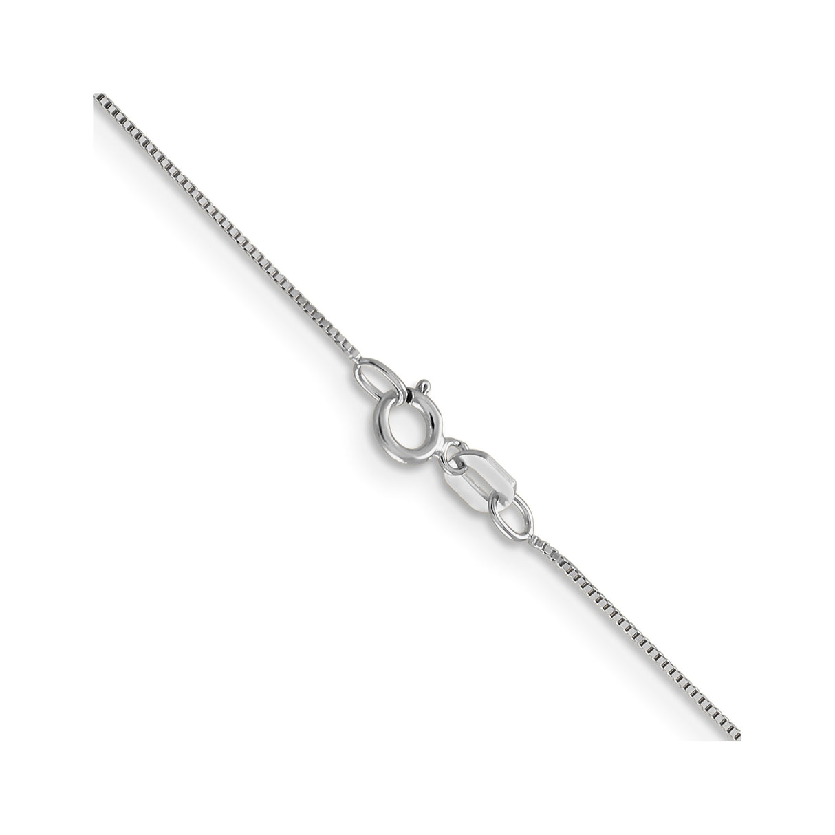 14K White Gold 0.5 mm Box Chain Necklace, Polished alternate angle