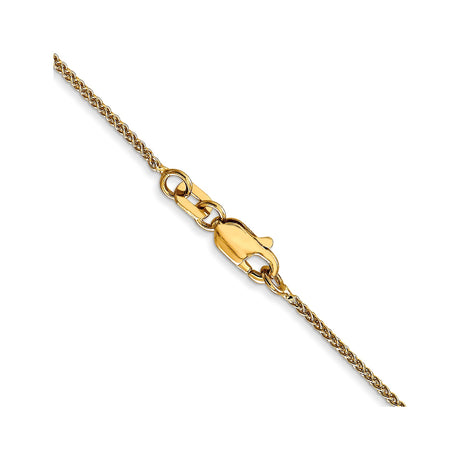 14K Yellow Gold 1 mm Polished Chain Necklace, Solid alternate angle
