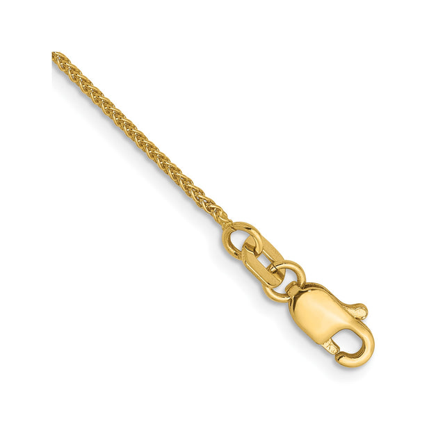 14K Yellow Gold 1 mm Polished Chain Anklet, Solid