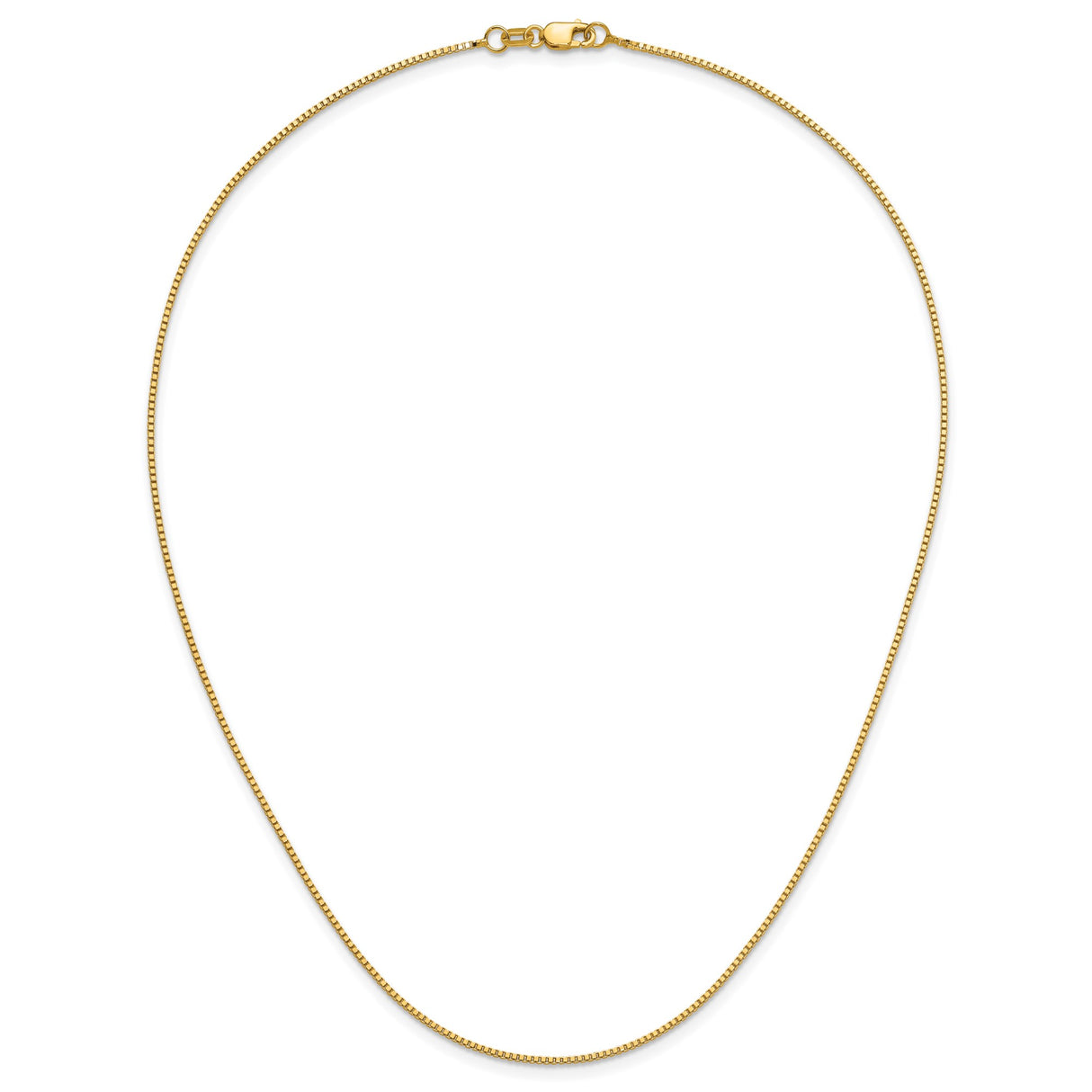 14K Yellow Gold 0.9 mm Box Chain Necklace, Polished detail view