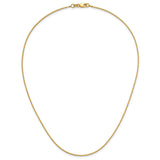 14K Yellow Gold 0.9 mm Box Chain Necklace, Polished detail view