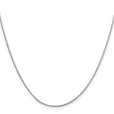 14K White Gold 0.9 mm Polished Chain Necklace, Solid