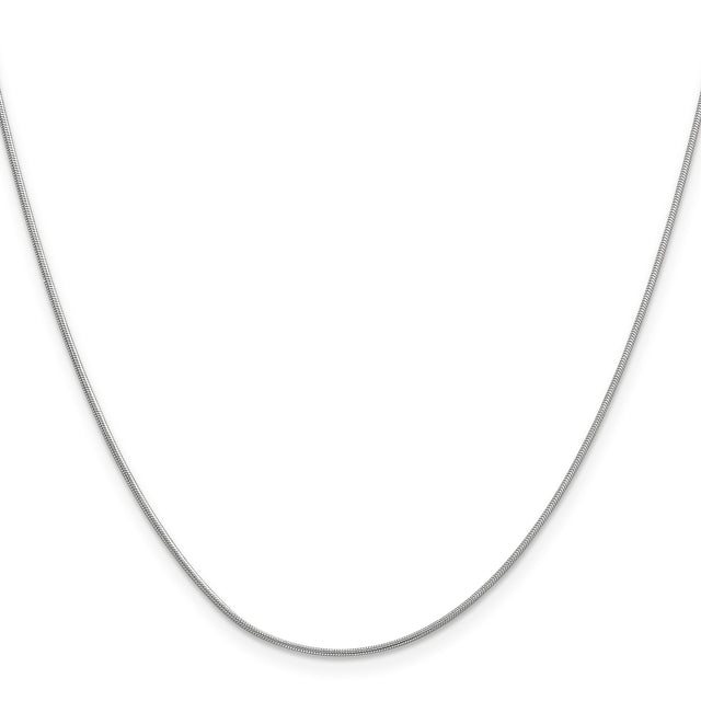 14K White Gold 0.9 mm Polished Chain Necklace, Solid