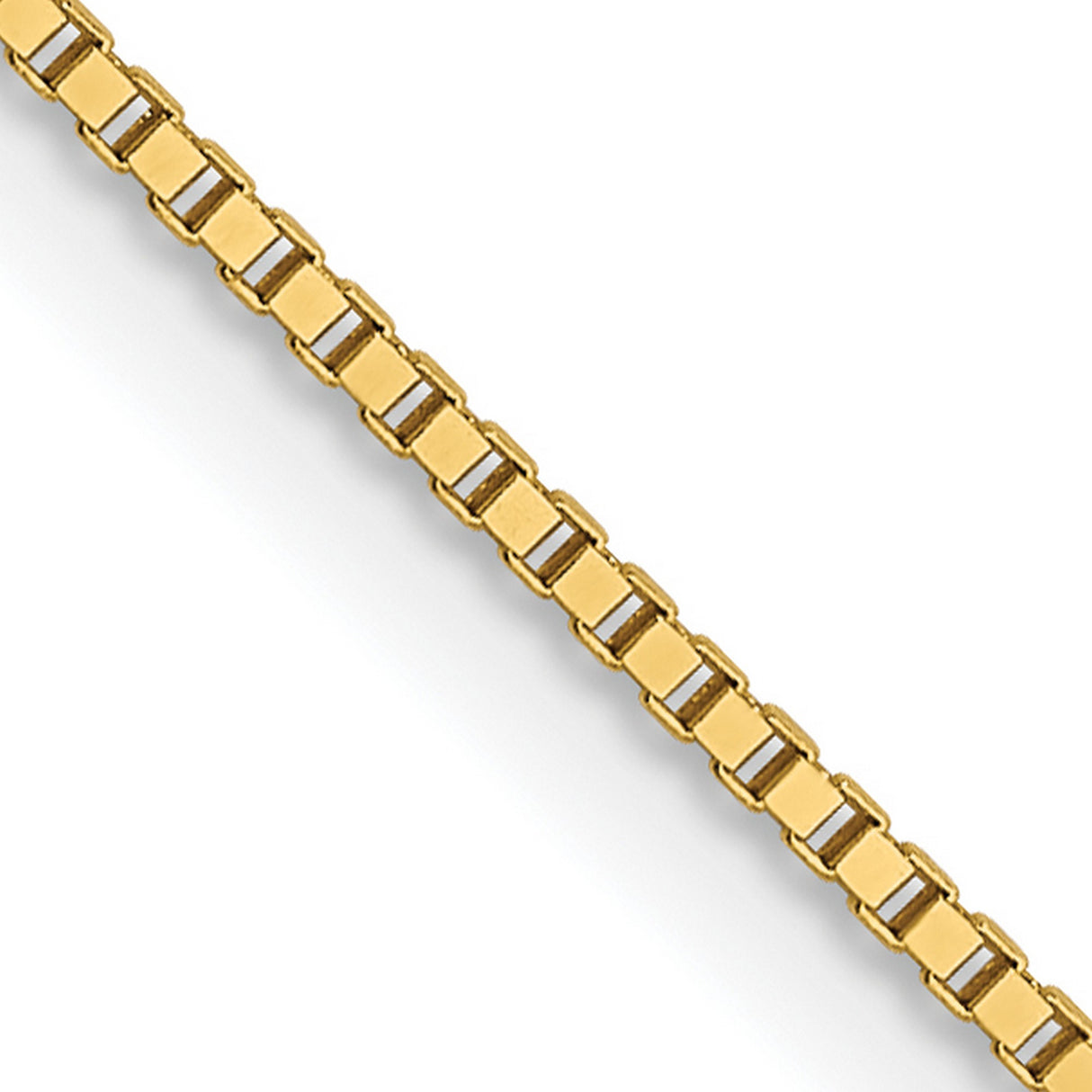 14K Yellow Gold 0.7 mm Box Chain Necklace, Polished detail view