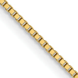 14K Yellow Gold 0.7 mm Box Chain Necklace, Polished detail view