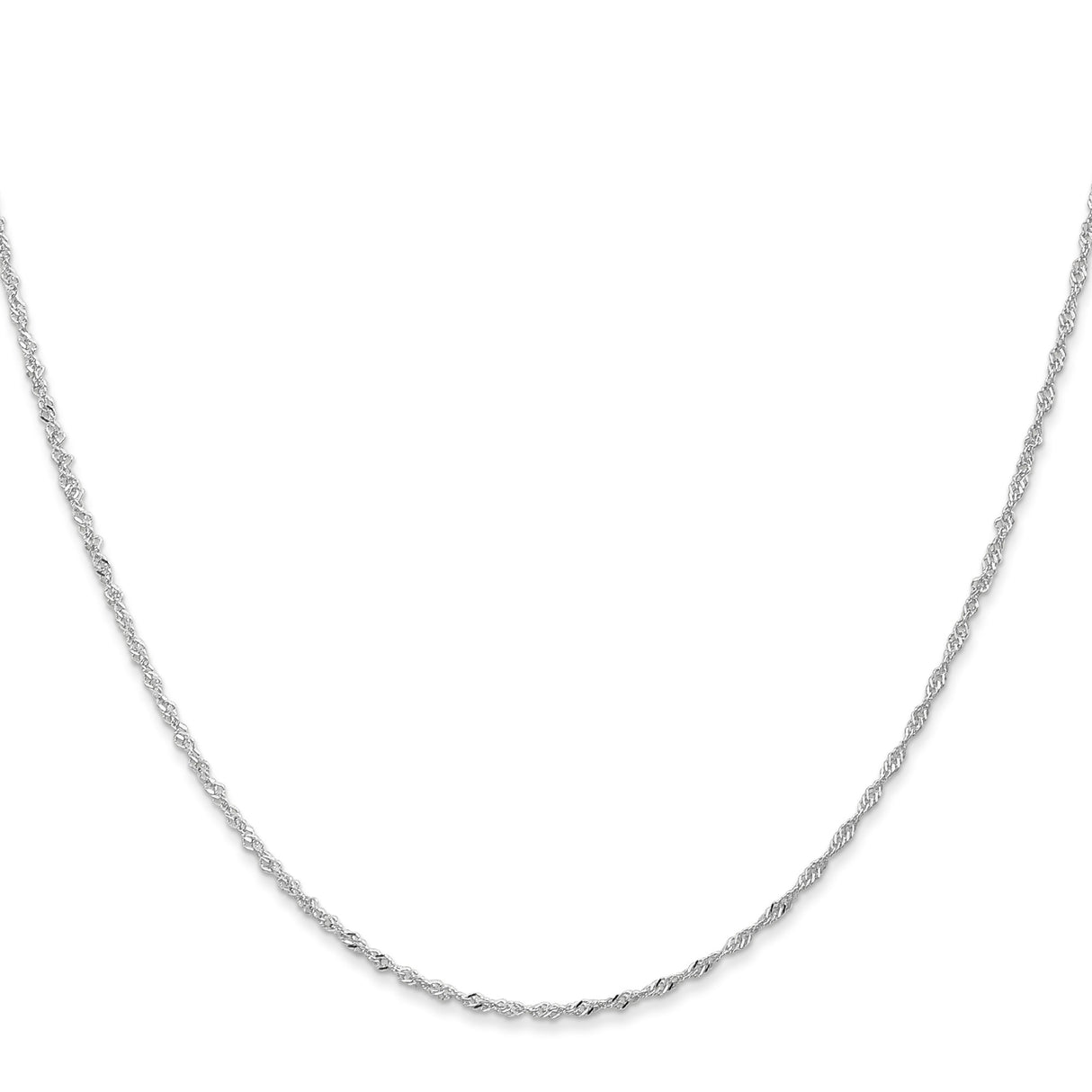 14K White Gold 1 mm Singapore Chain Necklace, Polished