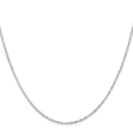 14K White Gold 1 mm Singapore Chain Necklace, Polished