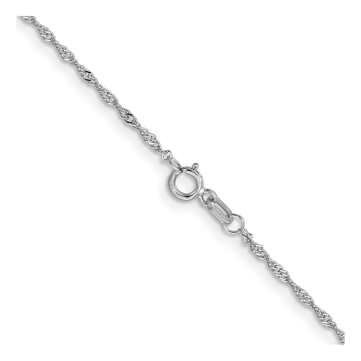 14K White Gold 1 mm Singapore Chain Necklace, Polished alternate angle