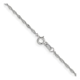 14K White Gold 1 mm Singapore Chain Necklace, Polished alternate angle