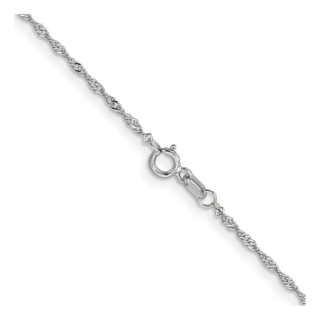 14K White Gold 1 mm Singapore Chain Necklace, Polished alternate angle