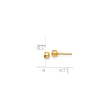 14k Yellow Gold Ball Stud Earrings, Small Polished Sphere Design, Minimalist Unisex Jewelry