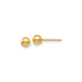 14k Yellow Gold Ball Stud Earrings, Small Polished Sphere Design, Minimalist Unisex Jewelry