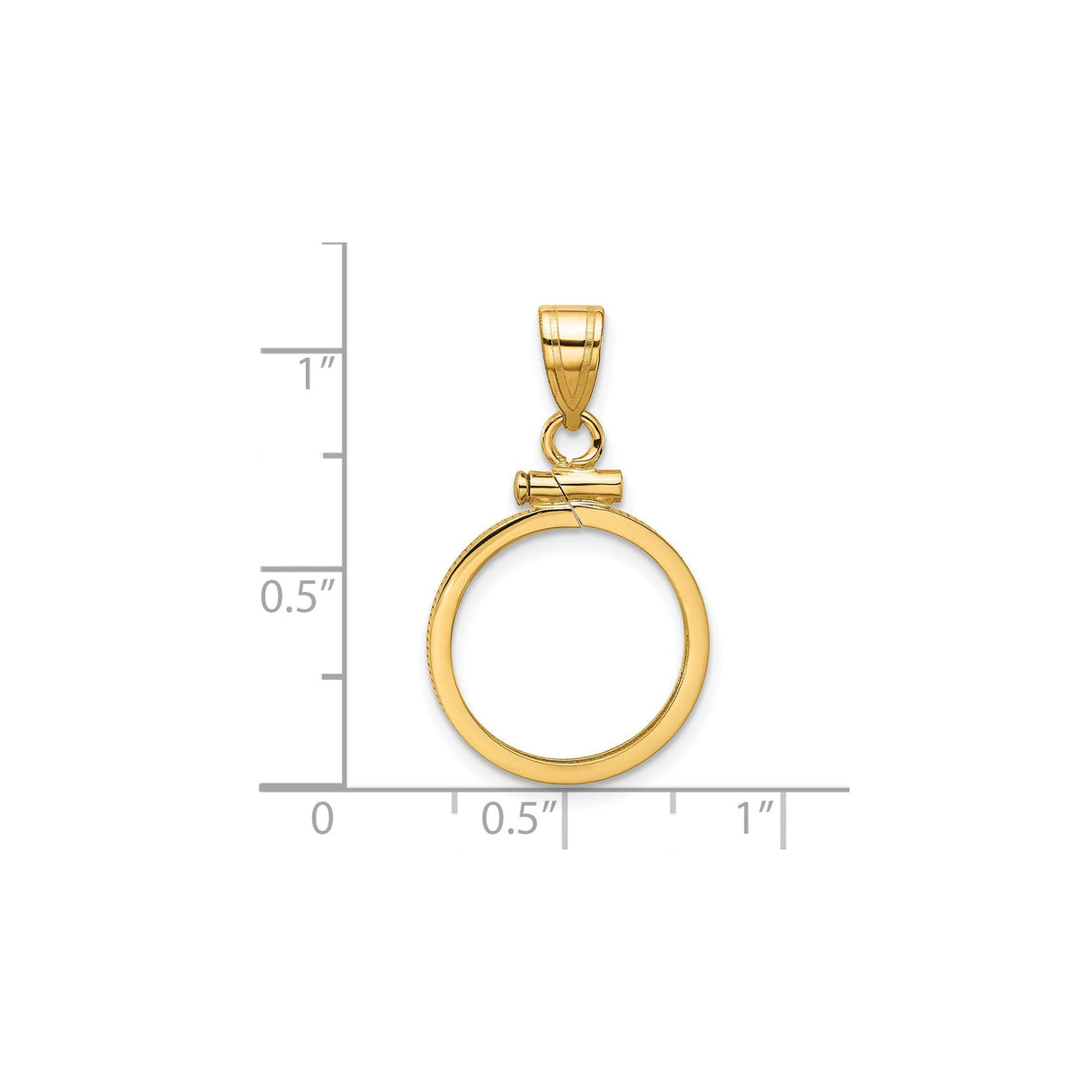 16 mm 14k Yellow Gold coin bezel for 15.5 mm Coin — size reference (ruler)