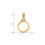 16 mm 14k Yellow Gold coin bezel for 15.5 mm Coin — size reference (ruler)